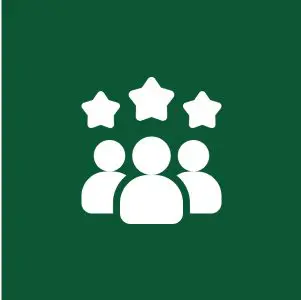 Three figures with stars above on green.